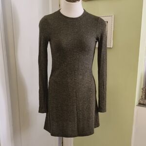 Topshop Long Sleeve Olive Dress